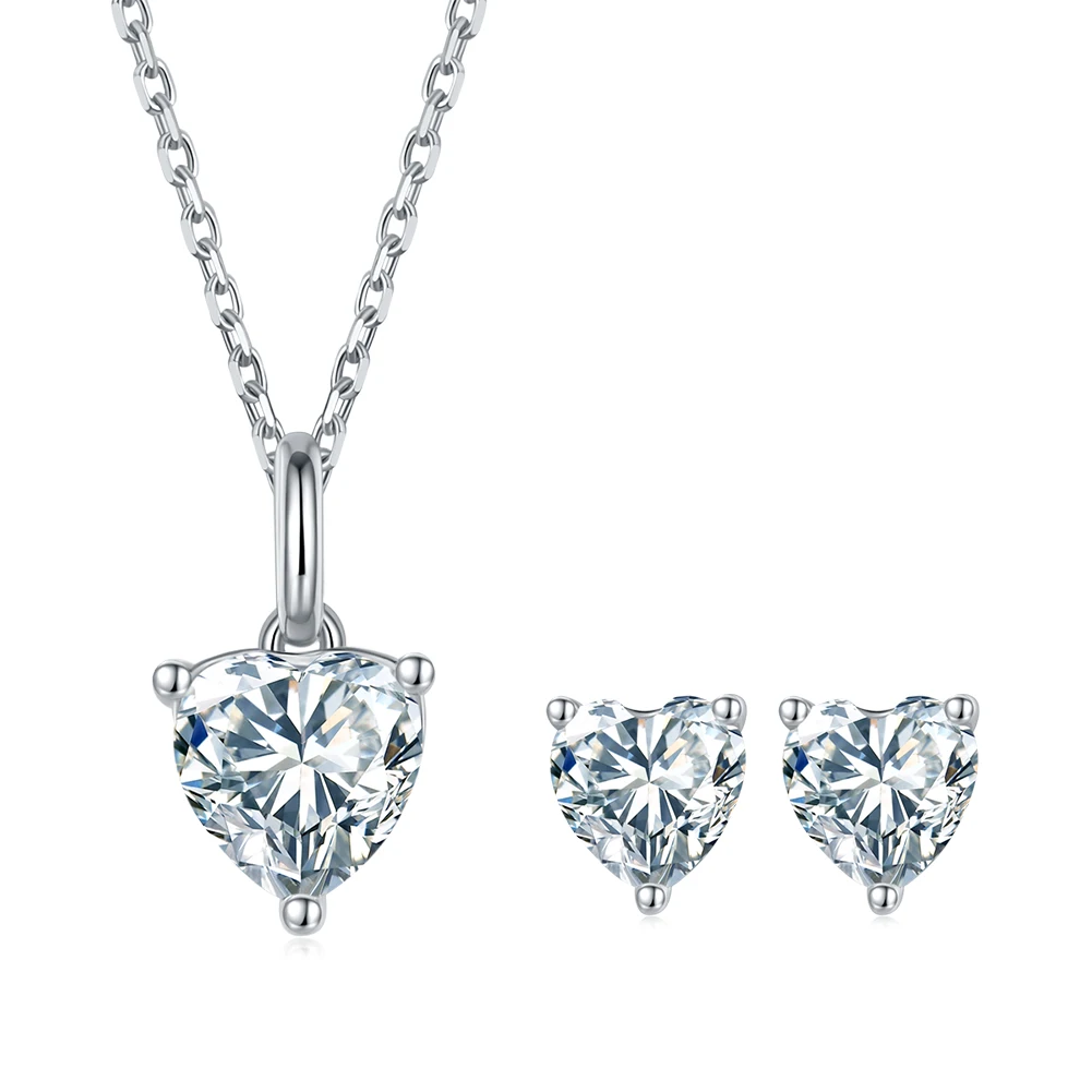 RINNTIN SMN31 Solid 925 Sterling Silver 1CTW 6.5mm DE Color Heart Cut Moissanite Pendant Necklace Earrings Set
RINNTIN SMN31 Solid 925 Sterling Silver 1CTW 6.5mm DE Color Heart Cut Moissanite Pendant Necklace Earrings Set