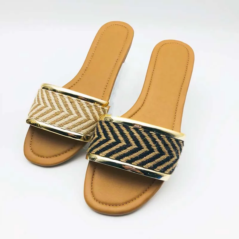 New Style Designs Women Shoes Slippers Summer Woven Tpr Sole Trending Flat Slippers Shoes For Women, Black & beige
New Style Designs Women Shoes Slippers Summer Woven Tpr Sole Trending Flat Slippers Shoes For Women, Black & beige