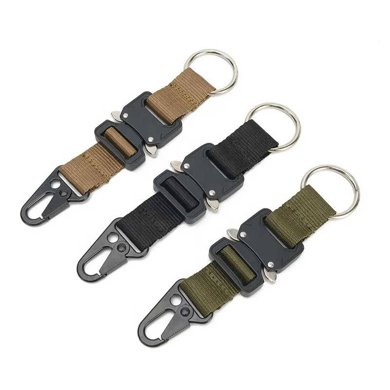 New custom outdoor survival quick release alloy buckle woven strap keychain and hooks for bag, Black,od,army green
New custom outdoor survival quick release alloy buckle woven strap keychain and hooks for bag, Black,od,army green