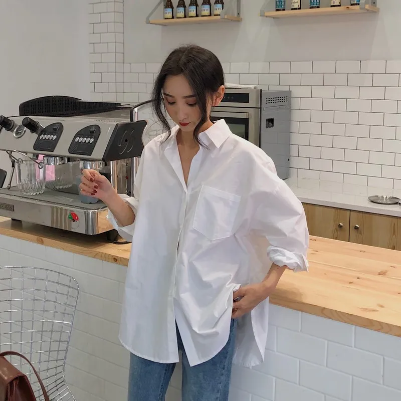 Wholesale Spring Autumn Women Shirts White Plain Loose Oversized Female Tops BF Style Blusas Pockets Blouses
Wholesale Spring Autumn Women Shirts White Plain Loose Oversized Female Tops BF Style Blusas Pockets Blouses