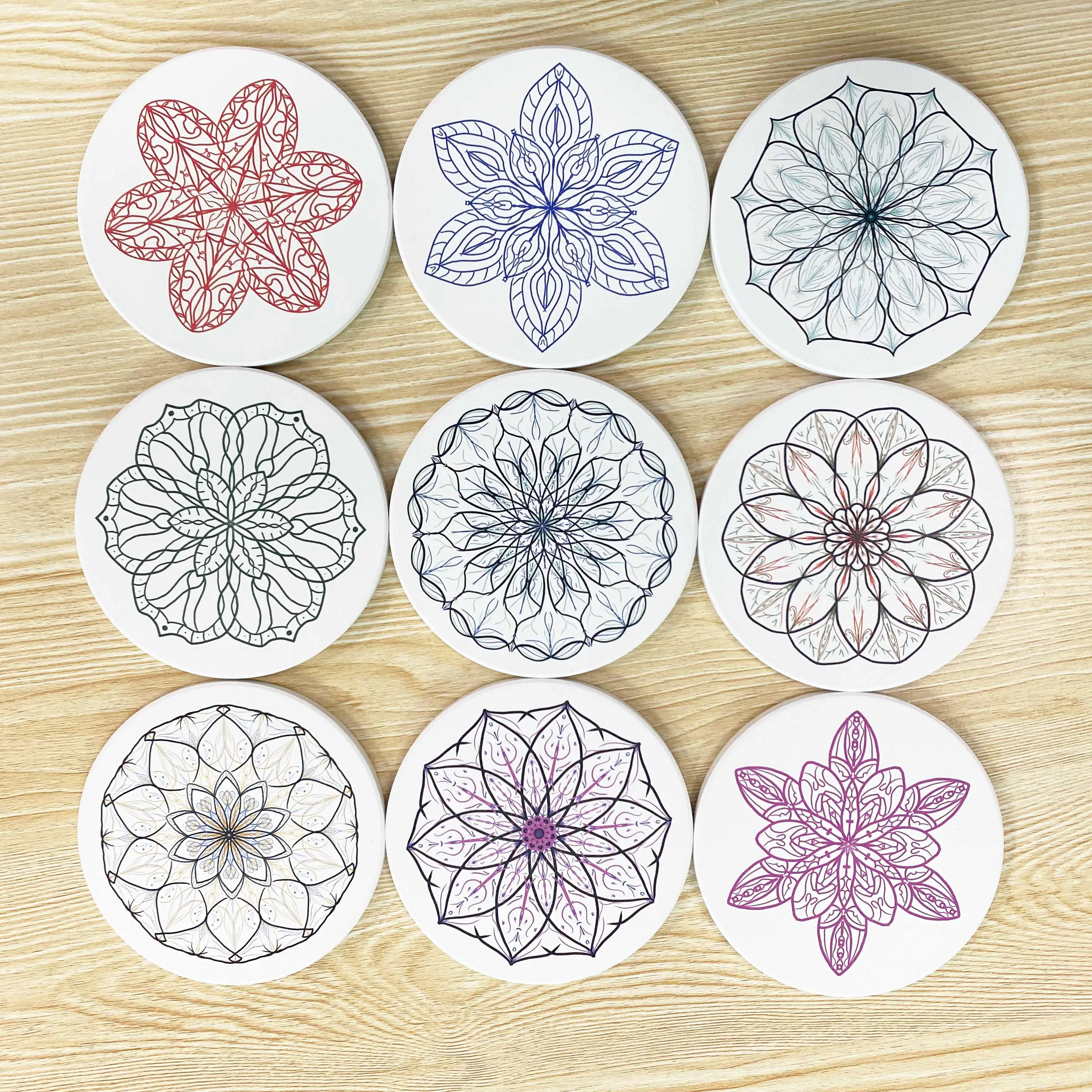 Quick Shipping Custom Printed Colourful Flower Of Life Ceramic Absorbent Coaster For Drinks
Quick Shipping Custom Printed Colourful Flower Of Life Ceramic Absorbent Coaster For Drinks