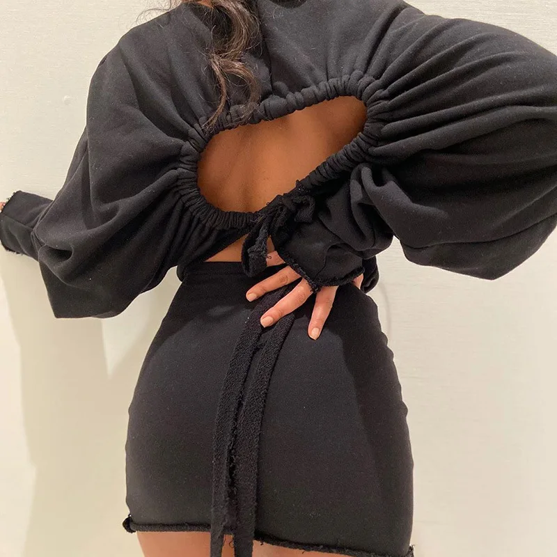 Casual hollowed-out back drawstring lace-up long sleeve hoodie dress, Black,white,gray
Casual hollowed-out back drawstring lace-up long sleeve hoodie dress, Black,white,gray