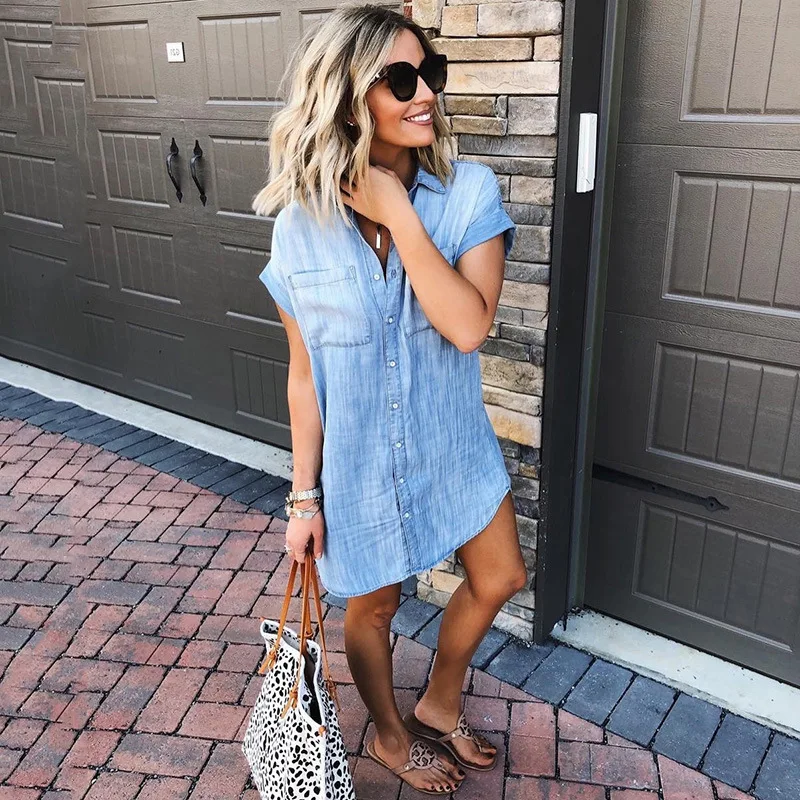 Spring Casual Jeans Shirt Dresses Women's Sundress Plus Size Denim Dress Female Button Down Mini Vestidos Robe Femmel
Spring Casual Jeans Shirt Dresses Women's Sundress Plus Size Denim Dress Female Button Down Mini Vestidos Robe Femmel