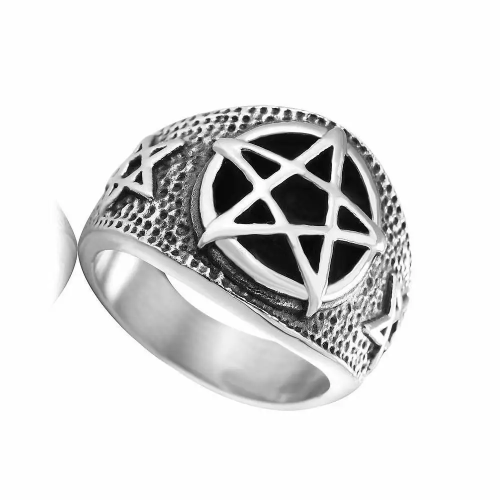 Hot selling fashion creative design silver Pentagram circular seal men's ring decoration ring
Hot selling fashion creative design silver Pentagram circular seal men's ring decoration ring