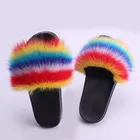 Women Summer Faux Fur Slides Warm Winter Soft House Fur Slide Slippers For Women