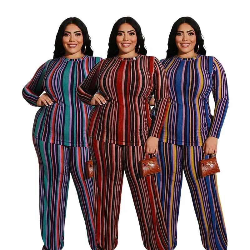 2021 Wholesale Spring Clothes For Women Stripes Plus Size Sweatsuit 2 Piece Stacked Pants Women Two Piece Pants Set
2021 Wholesale Spring Clothes For Women Stripes Plus Size Sweatsuit 2 Piece Stacked Pants Women Two Piece Pants Set