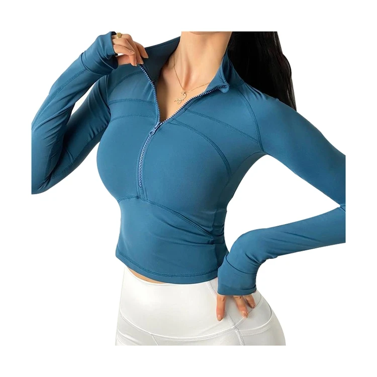 Casual Half Zipper Gym Crop Top Women Cycling Jersey Long Sleeve Running Shirts Sport Fitness Yoga Top Thumb Holes Sweatshirt
Casual Half Zipper Gym Crop Top Women Cycling Jersey Long Sleeve Running Shirts Sport Fitness Yoga Top Thumb Holes Sweatshirt