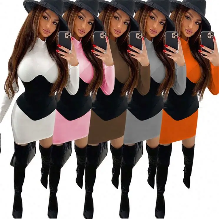 Wholesale Winter Sexy 2021 Long Sleeve Patchwork Casual Dress Women Elegant Clothing Ladies Half Collar Dresses
Wholesale Winter Sexy 2021 Long Sleeve Patchwork Casual Dress Women Elegant Clothing Ladies Half Collar Dresses