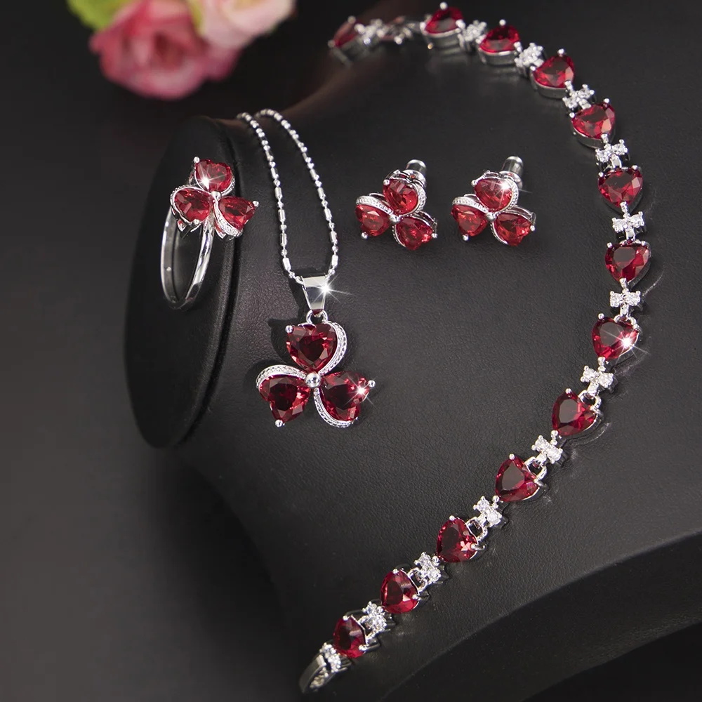4pc Heart Neckless Zirconia Jewelry Set Earrings Rings And Necklace Bracelet Women, Picture shows
4pc Heart Neckless Zirconia Jewelry Set Earrings Rings And Necklace Bracelet Women, Picture shows
