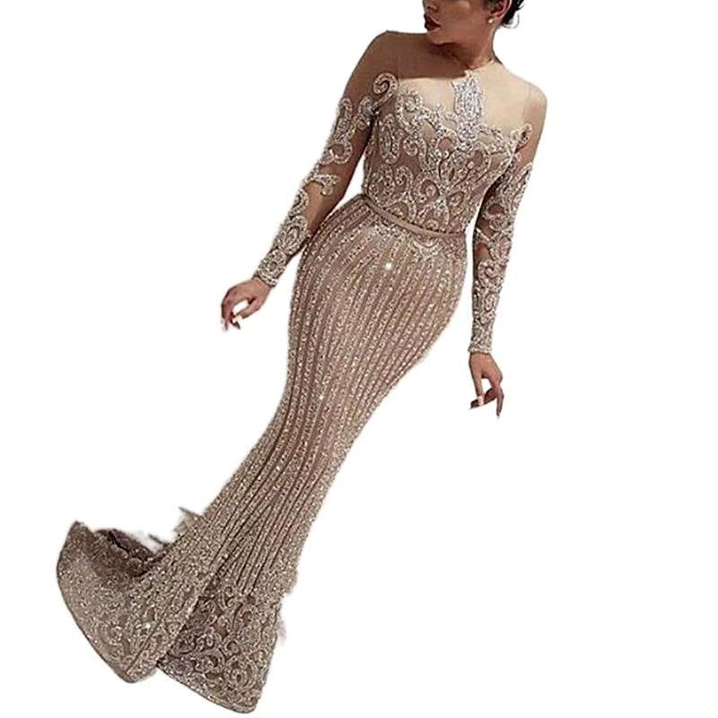 sexy bronzing sequined long-sleeved prom dress women's clothing evening dress hot-selling products, Picture color
sexy bronzing sequined long-sleeved prom dress women's clothing evening dress hot-selling products, Picture color