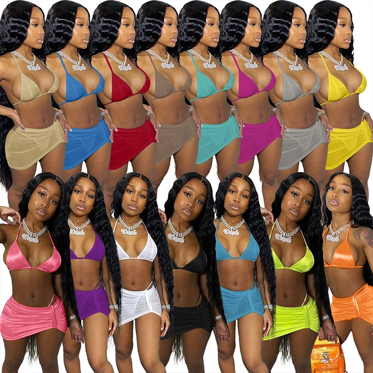 Swimsuit With Skirt 3 Piece Sets Solid Sexy Bathing Suits Push Up Bikinis Woman Swimwear, Multicolor
Swimsuit With Skirt 3 Piece Sets Solid Sexy Bathing Suits Push Up Bikinis Woman Swimwear, Multicolor