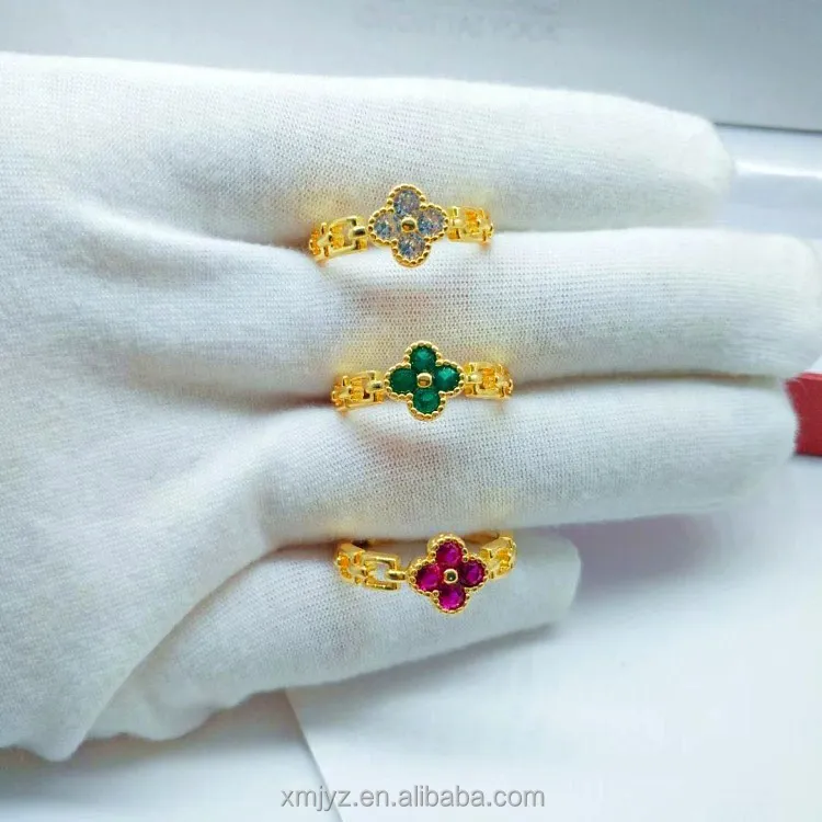 Brass Gold Plated Colorful Crystals Clover Ring Exquisite Craft Imitation Gold Clover Ring Women's Jewelry
Brass Gold Plated Colorful Crystals Clover Ring Exquisite Craft Imitation Gold Clover Ring Women's Jewelry
