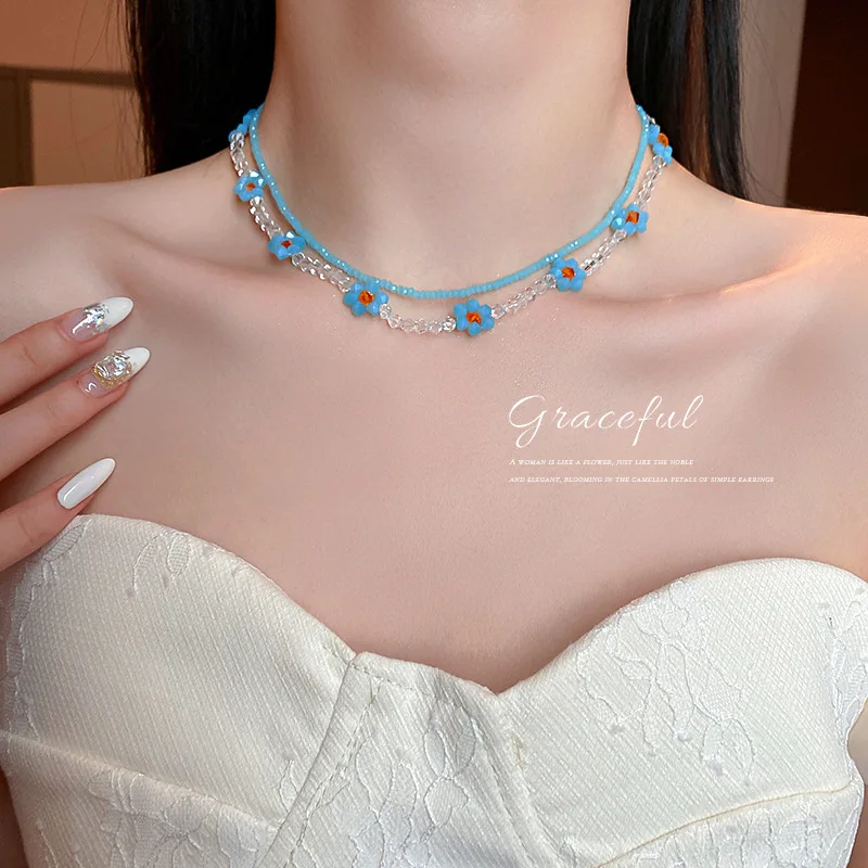 New Fashion Ladies Spring Summer Choker Necklace Boho Flower Charms Multi Layered Necklaces For Women Girls, Blue
New Fashion Ladies Spring Summer Choker Necklace Boho Flower Charms Multi Layered Necklaces For Women Girls, Blue