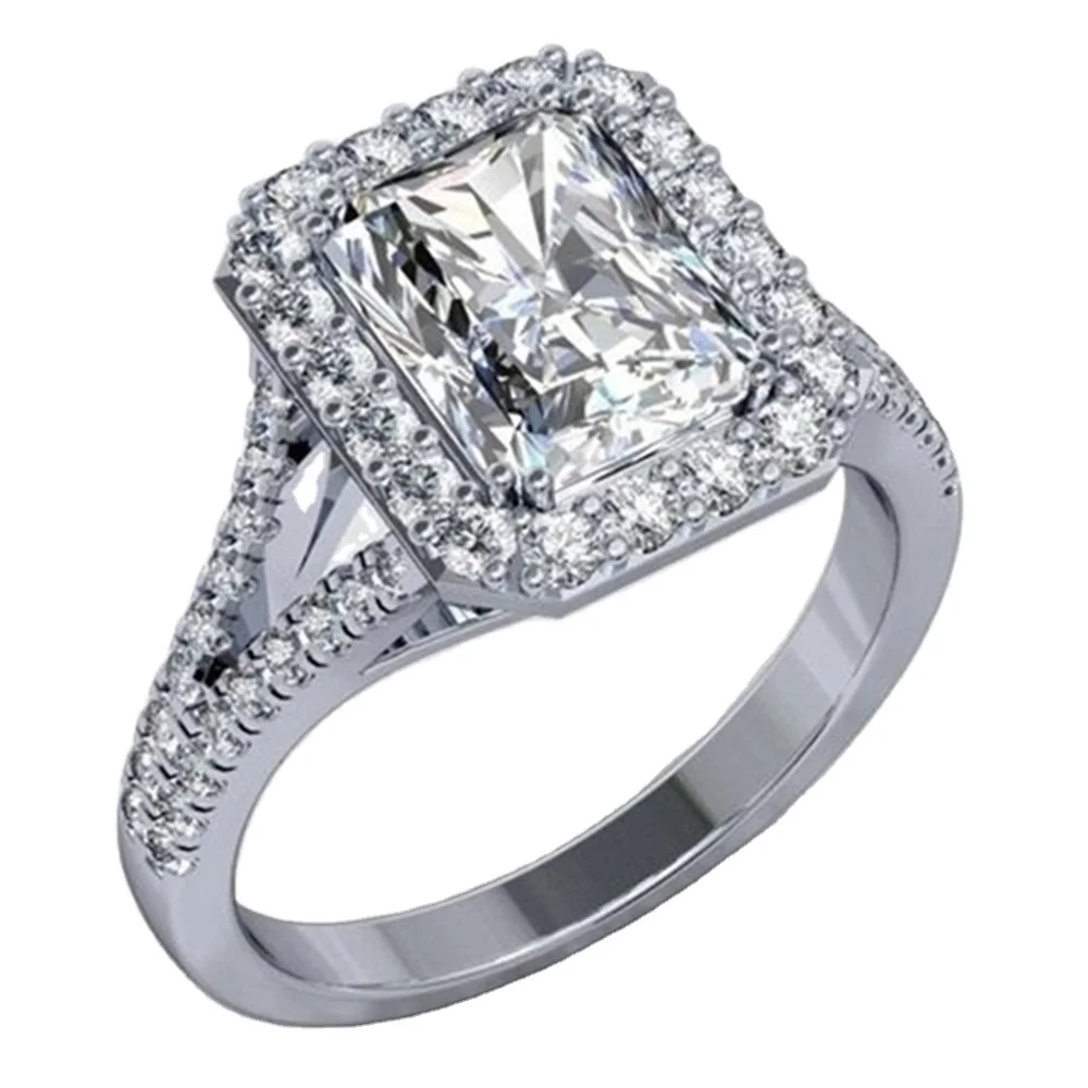 High quality Fashion Ring Zircon Diamonds Stone Engagement Wedding Band Ring for Women, Silver
High quality Fashion Ring Zircon Diamonds Stone Engagement Wedding Band Ring for Women, Silver