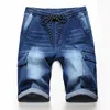FREE Shipping Men's New biker jeans Short Fashion Summer Streetwear Hip hop Drawstring Casual Stretch Denim Beach short pants