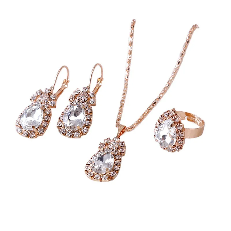 Luxury Elegant Water Drop Design Rhinestones Jewelry 3Pcs Necklace Earring Ring Set Wedding Engagement Bridal Jewelry Sets, Picture shows
Luxury Elegant Water Drop Design Rhinestones Jewelry 3Pcs Necklace Earring Ring Set Wedding Engagement Bridal Jewelry Sets, Picture shows