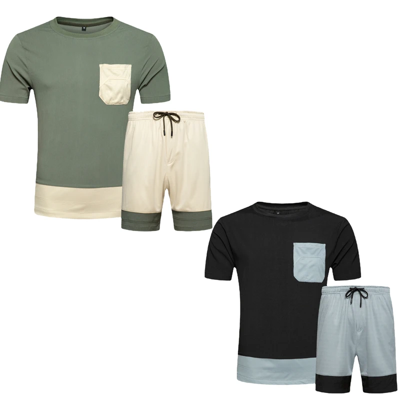 Stylish New Mens Large Round Neck Color Matching Top And Shorts Gym Two Piece Leisure Running Sportswear Suit, As pictures
Stylish New Mens Large Round Neck Color Matching Top And Shorts Gym Two Piece Leisure Running Sportswear Suit, As pictures