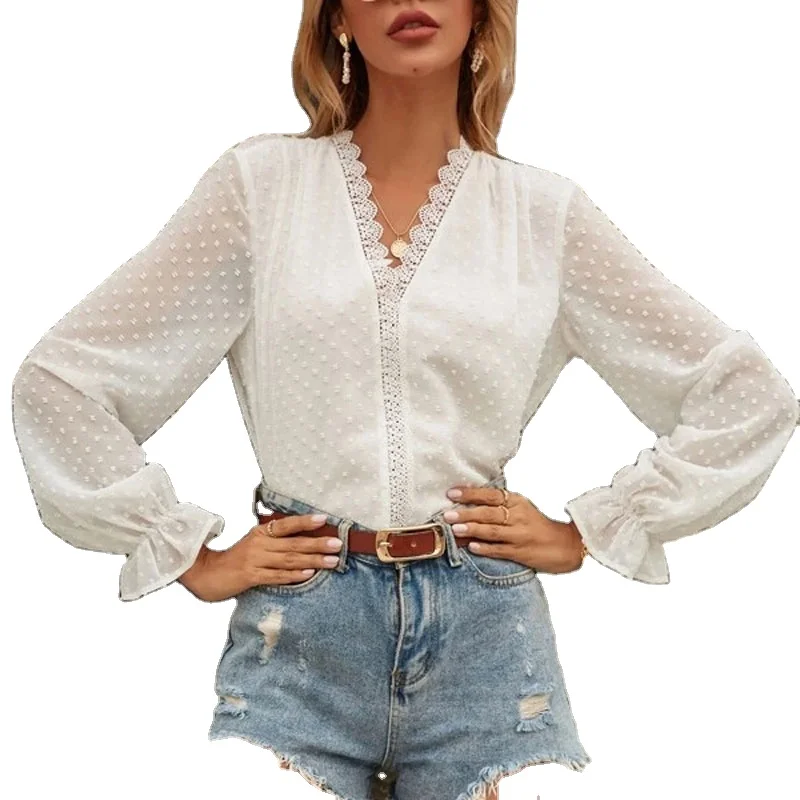 Boho Inspired white Lace V-neck blouse women embroidery dot tunic blouse shirt long sleeve blouse elegant ladies tops new 2021
Boho Inspired white Lace V-neck blouse women embroidery dot tunic blouse shirt long sleeve blouse elegant ladies tops new 2021