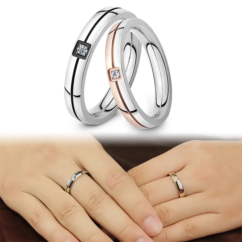 Simple Matching Color Diamond Set Pair Of Rings In Fashionable Stainless Steel Couples Rings, Picture shown
Simple Matching Color Diamond Set Pair Of Rings In Fashionable Stainless Steel Couples Rings, Picture shown