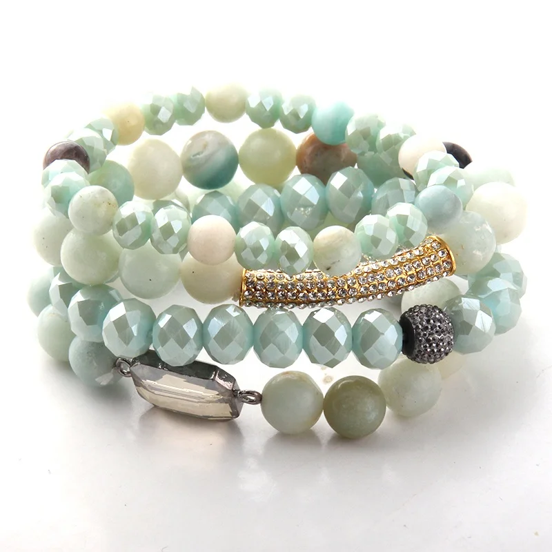 Beautiful Crystal Beaded Bracelet Set Gold Rhinestone pipe 4 piece Natural Amazonite Stone Stack Bracelet Sets
Beautiful Crystal Beaded Bracelet Set Gold Rhinestone pipe 4 piece Natural Amazonite Stone Stack Bracelet Sets