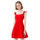 MZ18250 Wholesale Women Sleeveless Red Evening Party Ladies Mini Plain Dress