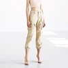 OEM high waisted ripped distressed girl cargo pants cotton solid color vintage women stock capri pants side pocket streetwear
