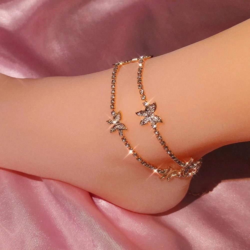 2021 Iced Out Crystal Butterfly Anklets for Women Bling Rhinestone Chain Ankle Bracelet Beach Barefoot Female Jewelry, Show in the picture
2021 Iced Out Crystal Butterfly Anklets for Women Bling Rhinestone Chain Ankle Bracelet Beach Barefoot Female Jewelry, Show in the picture