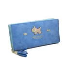 Cute 3d hardware puppy tassel zipper mobile phone bag frosted long ladies purse phone bag lovely women money clips