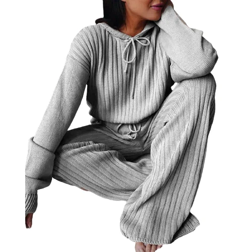 2022 New Knitted Pajama Set Women Hooded Pajama Pants Home Suit for Women Long Sleeve Sleepwear Loose Lounge Wear Two Piece Set, Picture shows
2022 New Knitted Pajama Set Women Hooded Pajama Pants Home Suit for Women Long Sleeve Sleepwear Loose Lounge Wear Two Piece Set, Picture shows
