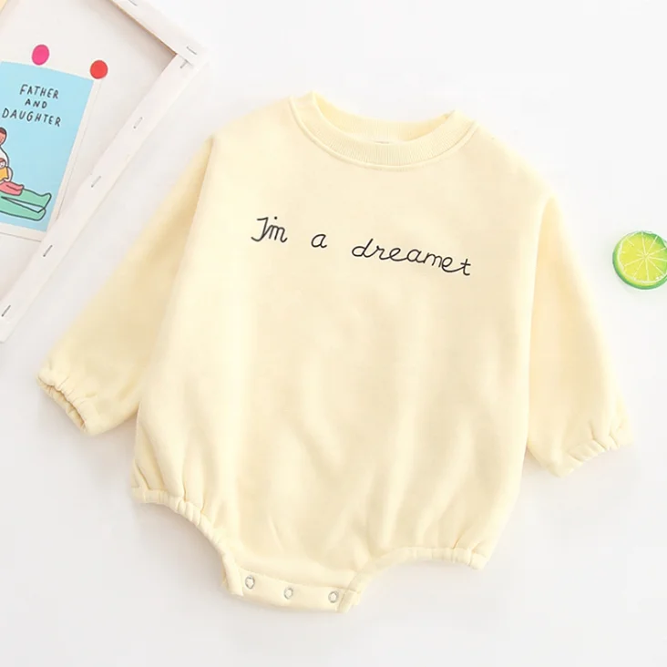 Male and female baby bat sleeve letter printed sweater velvet thickened romper knitted baby rompers, Ivory, dark gray
Male and female baby bat sleeve letter printed sweater velvet thickened romper knitted baby rompers, Ivory, dark gray