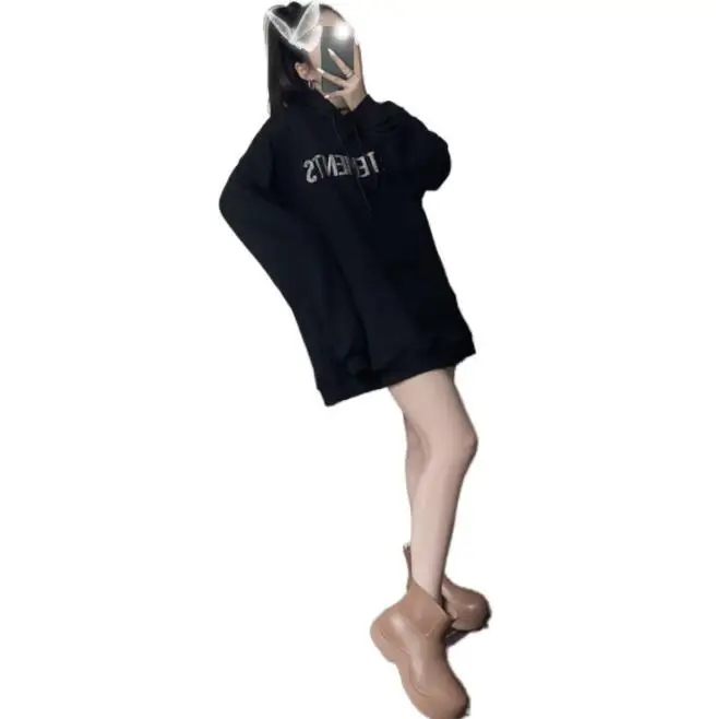 OEM customized high quality pure cotton casual loose large size hot drilling letter printed hoodie
OEM customized high quality pure cotton casual loose large size hot drilling letter printed hoodie