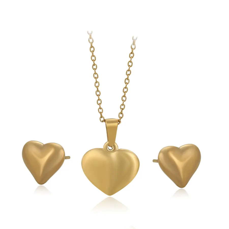 

A00692529 xuping jewelry Love peach heart necklace earrings popular stainless steel gold set dubai 14k gold jewelry