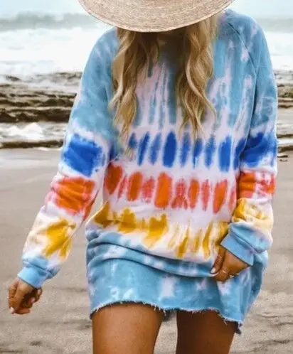 New Casual Tie-dye Print Gradient Sweatshirt Dress For Women Long Sleeve O-Neck Mini Dress Female Loose Beach Dress, As the pictures shown
New Casual Tie-dye Print Gradient Sweatshirt Dress For Women Long Sleeve O-Neck Mini Dress Female Loose Beach Dress, As the pictures shown