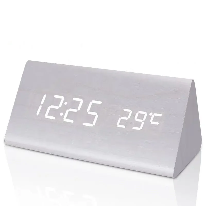 Christmas Gift Sound Control Desktop Digital Clock Wooden LED Alarm Clock WIth Thermometer Display
Christmas Gift Sound Control Desktop Digital Clock Wooden LED Alarm Clock WIth Thermometer Display