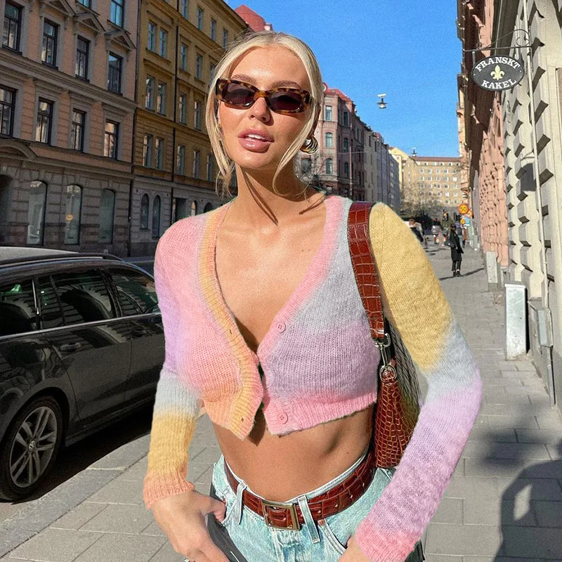 New Arrival Elegant Tie Dye Knitted Crop Cardigan Girls' Sweaters Women, Customized
New Arrival Elegant Tie Dye Knitted Crop Cardigan Girls' Sweaters Women, Customized