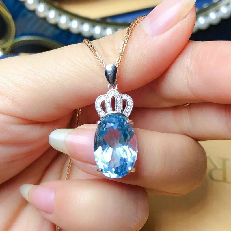 Romantic Crown Shaped Pendent Necklace Women Wedding Party Accessories Big Oval Sky Blue Stone Charm Lady Stylish Jewelry, Customized color
Romantic Crown Shaped Pendent Necklace Women Wedding Party Accessories Big Oval Sky Blue Stone Charm Lady Stylish Jewelry, Customized color