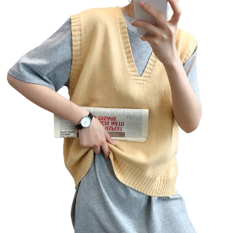 Korean Style Casual Oversize V Neck Plain Sleeveless Pullover For Women Knitted Sweater Vest, Black / khaki / white / yellow
Korean Style Casual Oversize V Neck Plain Sleeveless Pullover For Women Knitted Sweater Vest, Black / khaki / white / yellow