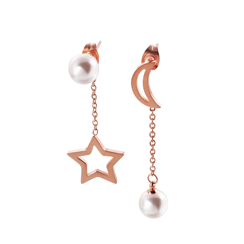 Wholesale Cheap Stainless Steel Women Long Chain Pearl Moon Star Earrings Dangle, Gold/rose gold/silver
Wholesale Cheap Stainless Steel Women Long Chain Pearl Moon Star Earrings Dangle, Gold/rose gold/silver