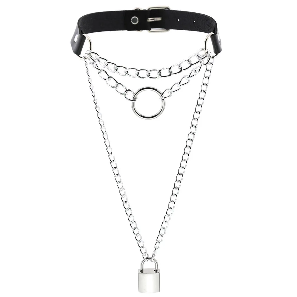 Personality Fashion PU Leather Choker Collar Necklace Women Gothic Lock Chain Multilayer Necklace Punk Choker Jewelry (KNK5333), Same as the picture
Personality Fashion PU Leather Choker Collar Necklace Women Gothic Lock Chain Multilayer Necklace Punk Choker Jewelry (KNK5333), Same as the picture