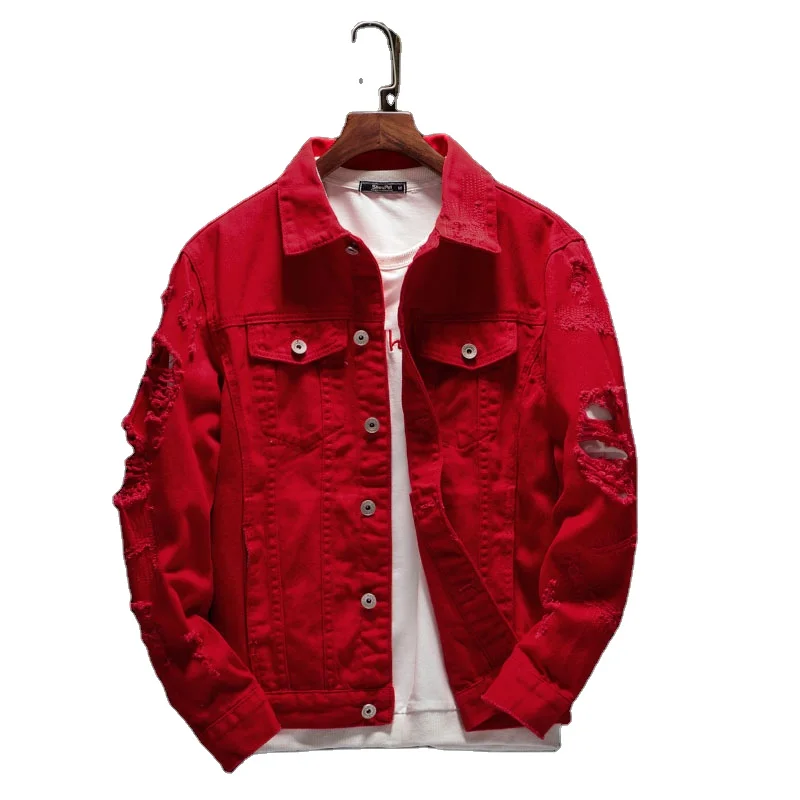 New style men's denim jacket long sleeves casual plus size popular ripped jacket
New style men's denim jacket long sleeves casual plus size popular ripped jacket