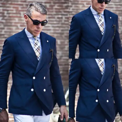 LL107 Navy Blue jacket with white pants Wedding Suits For Men Double Breasted Men's blazer Business Tuxedos Groom wedding dress, Per the request
LL107 Navy Blue jacket with white pants Wedding Suits For Men Double Breasted Men's blazer Business Tuxedos Groom wedding dress, Per the request