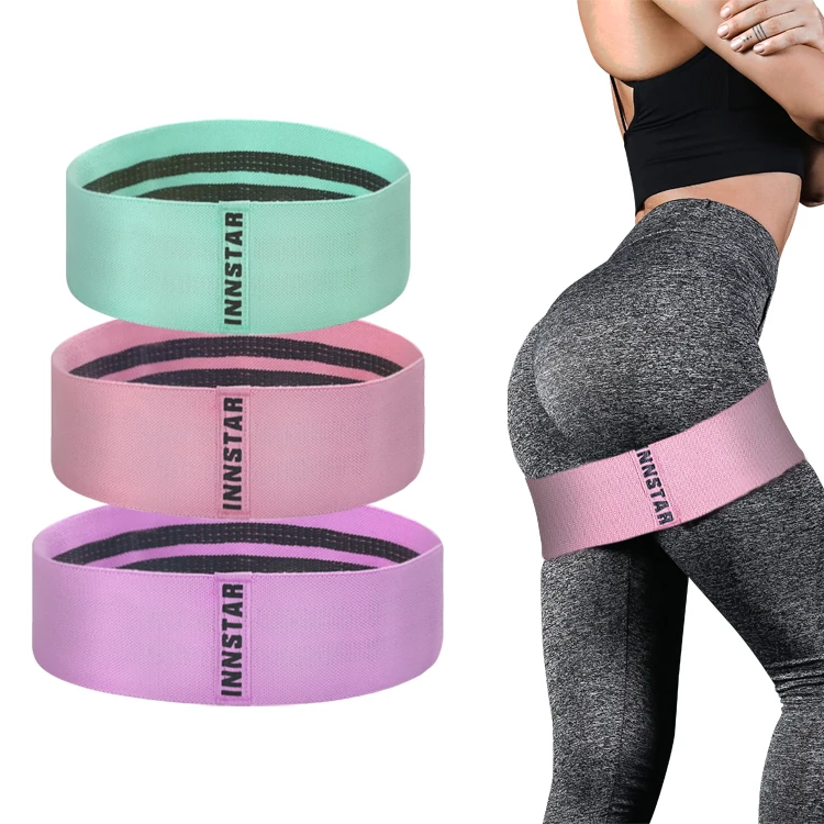 Home Fitness Gym Eco Cotton booty loop bands set of 3, Printing