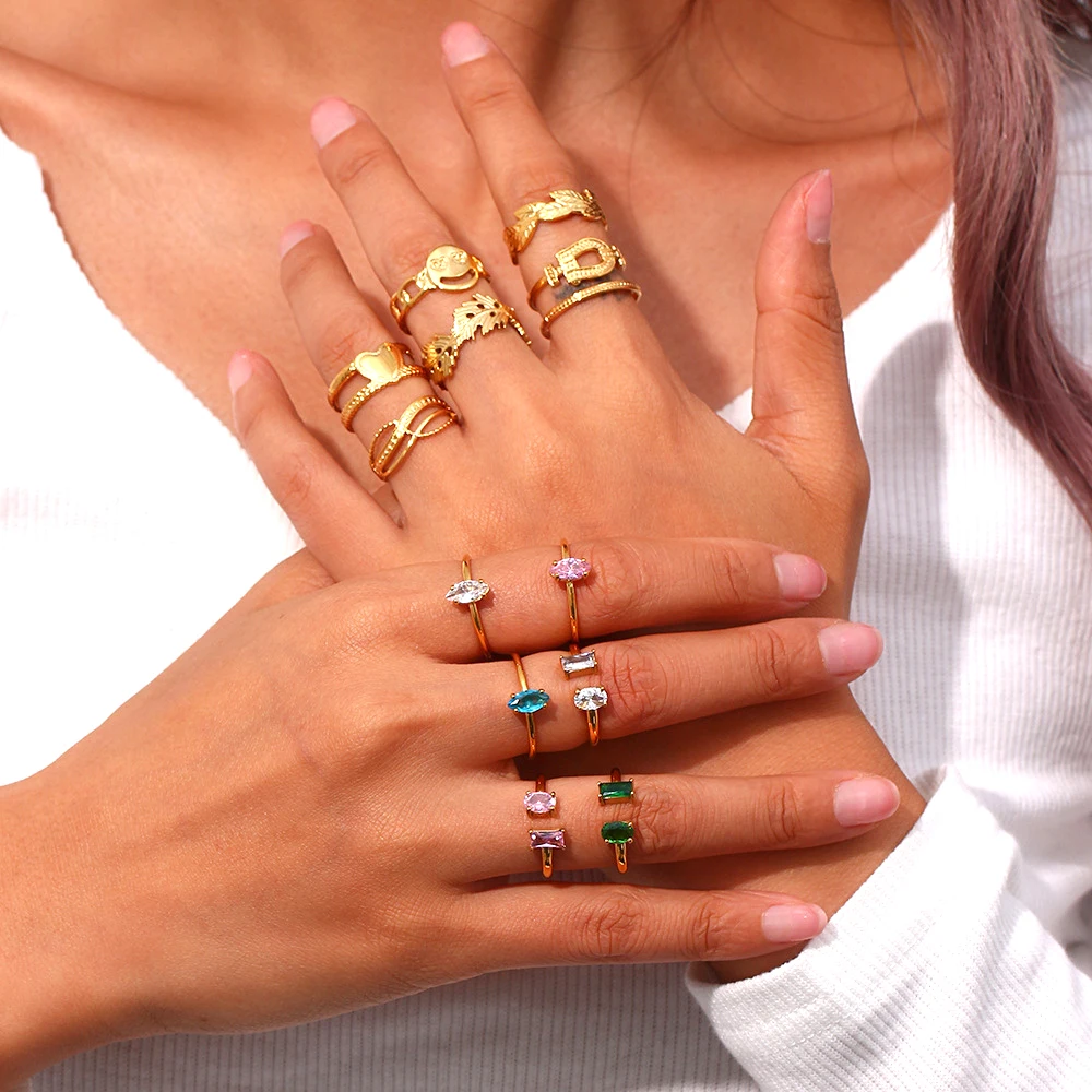 Wholesale fashion luxury jewelry stainless Steel plated 18K gold Inset zircon adjustable ring jewelry for women
Wholesale fashion luxury jewelry stainless Steel plated 18K gold Inset zircon adjustable ring jewelry for women