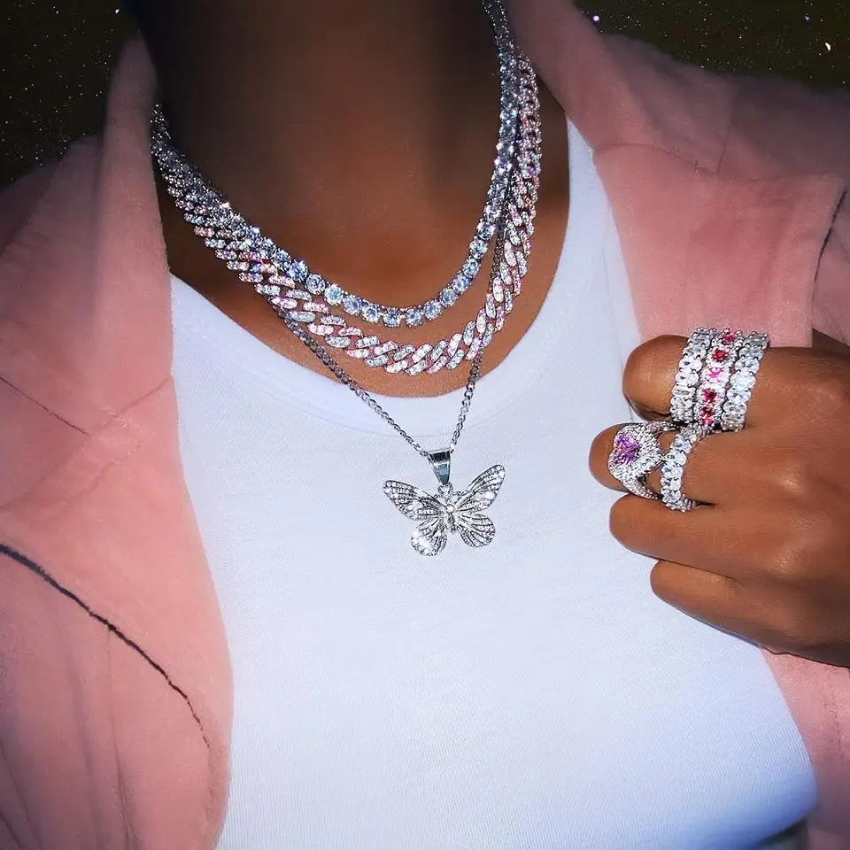 9mm cz cuban chain necklace for women pink white blue colorful cz cuban chains, Rose gold
9mm cz cuban chain necklace for women pink white blue colorful cz cuban chains, Rose gold