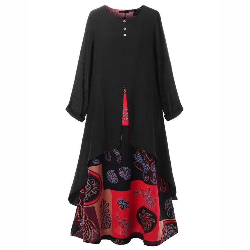 Vestidos Boho Dresses Women Vintage Print Patchwork Long Sleeve Loose Maxi Dress Plus Size 5XL
Vestidos Boho Dresses Women Vintage Print Patchwork Long Sleeve Loose Maxi Dress Plus Size 5XL