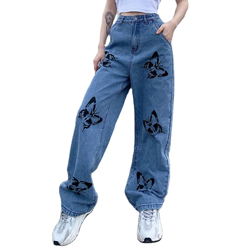 2021 New Summer Vintage Jeans Woman Long Trousers Cowboy Female Loose Streetwear Butterfly Print Pants
2021 New Summer Vintage Jeans Woman Long Trousers Cowboy Female Loose Streetwear Butterfly Print Pants