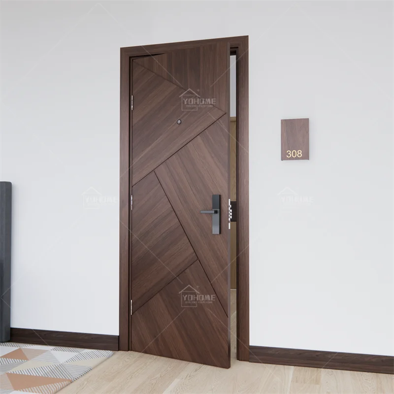 

China high quality hotel fire rated indoor door for apartment soundproof modern wood door design mdf hdf doors for houses room