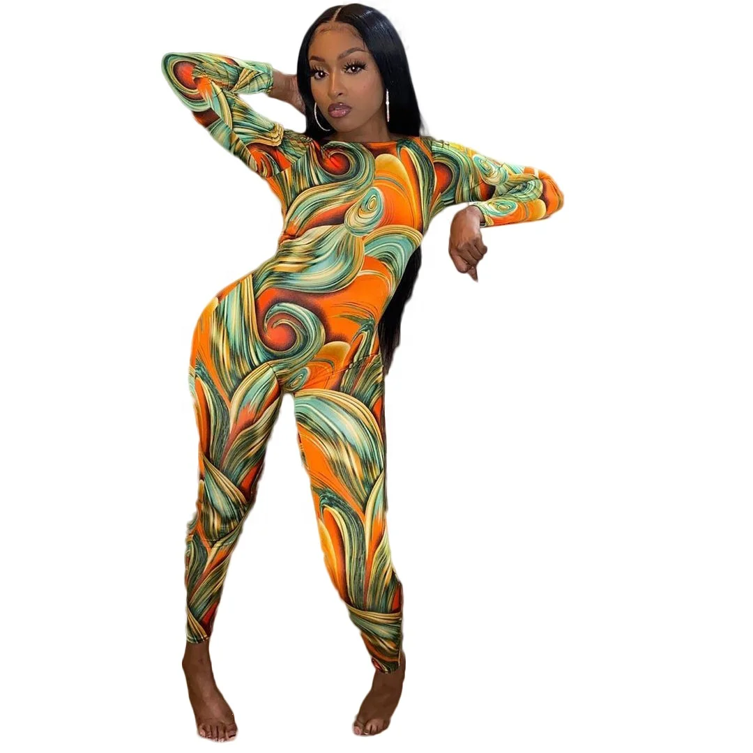 B63303A Cross-border American women's wear hot style printed backless long sleeve jumpsuit, As picture
B63303A Cross-border American women's wear hot style printed backless long sleeve jumpsuit, As picture