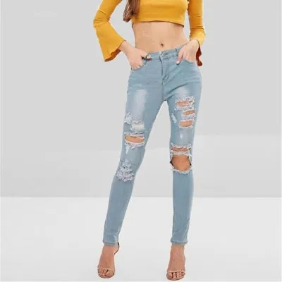 2020 Fashion Plus Size High Waist Skinny Stretch Demin Long Trousers Women Leg Pants Ripped Jeans With Pockets 
2020 Fashion Plus Size High Waist Skinny Stretch Demin Long Trousers Women Leg Pants Ripped Jeans With Pockets