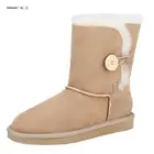 FAVESUGG New Arrival Fur Leather Kitten Heel Ankle Boots Shoes Women